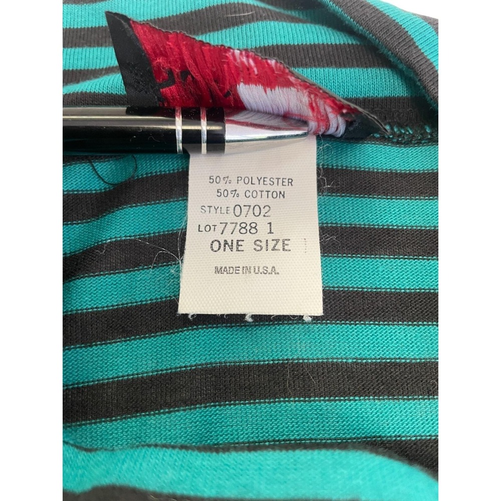 Sunbelt Sportwear Long Sleeve Shirt Green Stripe Vintage One Size High Neck - Picture 5 of 7